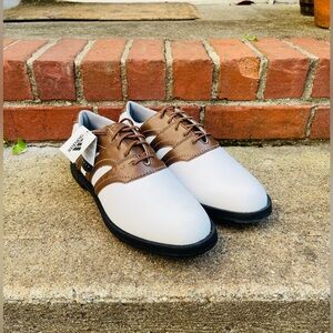 Brand New Adidas Golf Saddle Oxford Brown And White Shoes